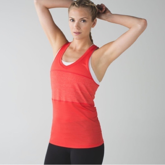 Lululemon Pedal To The Medal Singlet Orange Red Tank sz 4 - Picture 3 of 13
